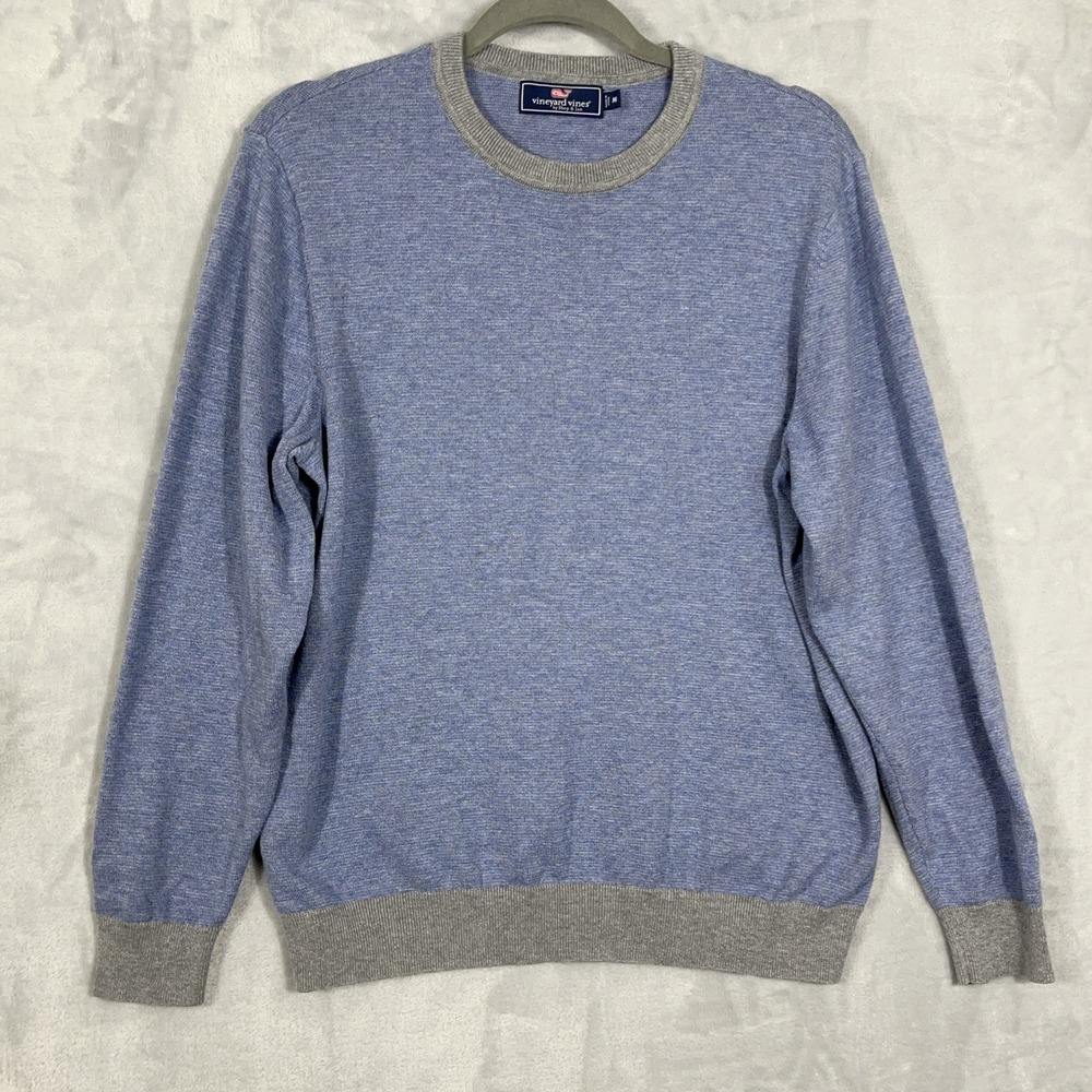 Vineyard Vines Crew Neck Wool Blend‎ Sweater Colorblock Blue Mens M Preppy